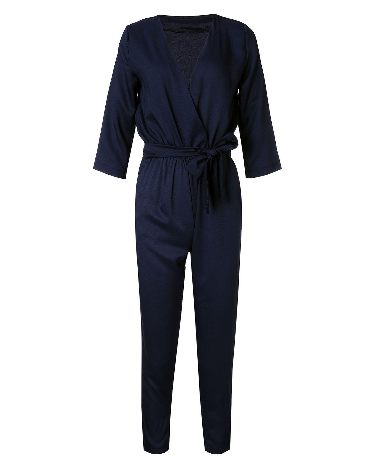Womens Jumpsuits Bodysuit Style Half Sleeve V Neck Casual Elegant Ladies Long Romper Overalls