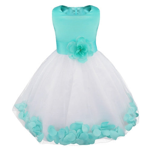 Online discount shop Australia - Kids Infant Girl Flower Petals Dress Children Bridesmaid Toddler Elegant Dress Pageant Vestido Infantil Tulle Formal Party Dress