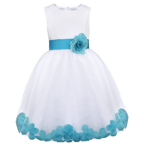 Online discount shop Australia - Kids Infant Girl Flower Petals Dress Children Bridesmaid Toddler Elegant Dress Pageant Vestido Infantil Tulle Formal Party Dress