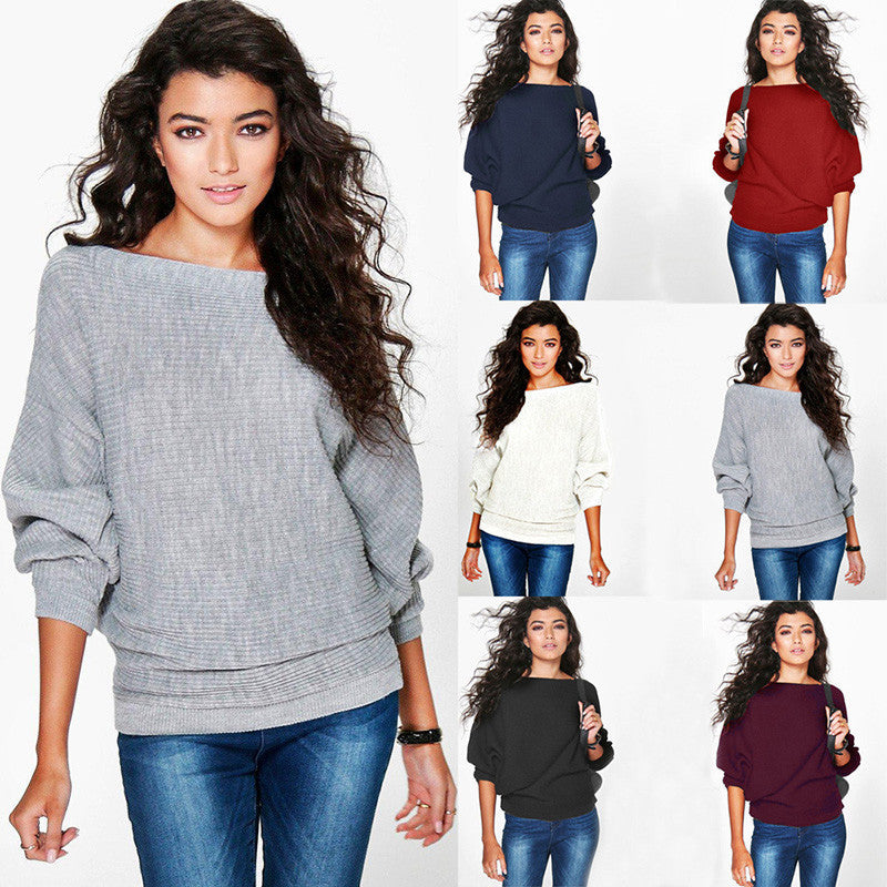 Online discount shop Australia - Fall Fashion Loose Bat Sleeve Knit Sweater