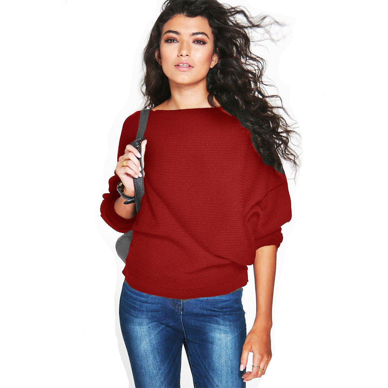 Online discount shop Australia - Fall Fashion Loose Bat Sleeve Knit Sweater