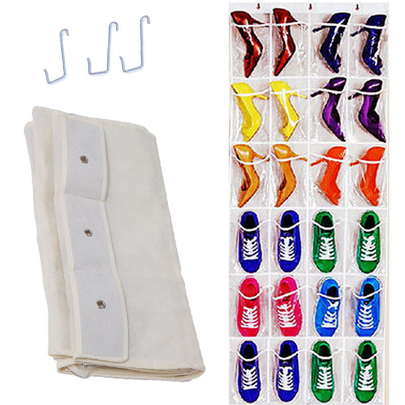 Online discount shop Australia - 24Pockets Clear Hanging Shoes Organizer Holder Storage Baseroom Living Room Storage Bag Shoe Rack Hanger Tidy EJ875465
