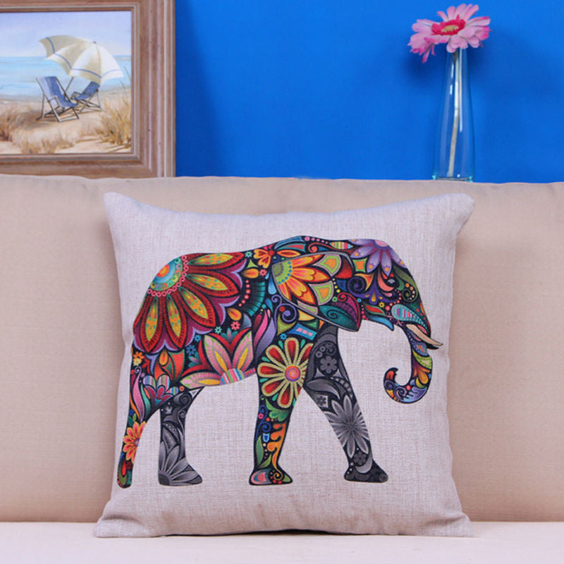 Online discount shop Australia - Good Quality Elephant Pillow Floral Printed Linen Cover For Soft Throw Pillow Case Chair Seat Pillowcases #81086