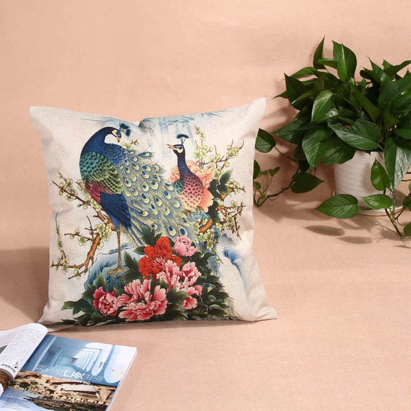 Online discount shop Australia - 45* 45cm Multi Pattern Cushion Cover Peacock Elephant Cotton Linen Pillow Case Cushion Cover Home Decor office Cushion Covers