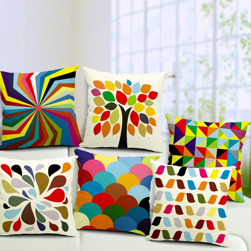 Online discount shop Australia - All kinds of color geometry Cotton inen Blend Waist Cushions Car Sofa Chair Cushions Home Living Decor