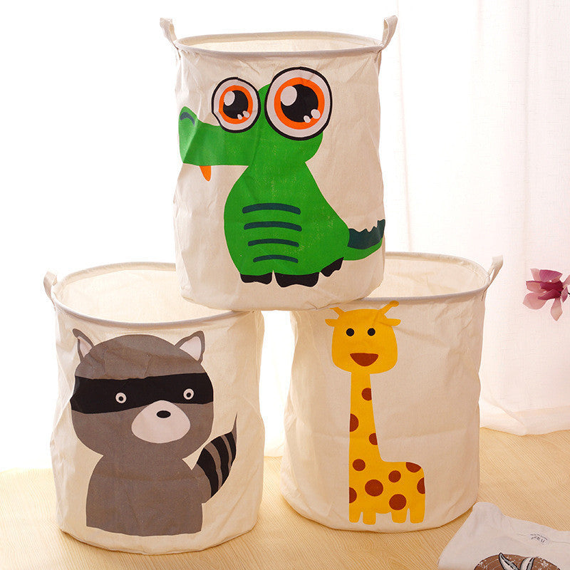 Online discount shop Australia - Cotton cloth beam port storage barrels cartoon animal laundry basket toy basket Laundry bucket