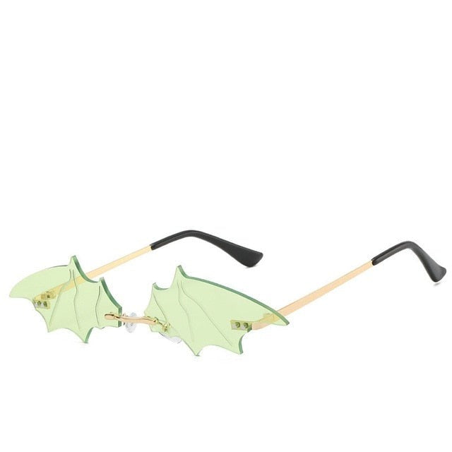 Luxury Fashion Flame Sunglasses Women Rimless Bat Sun Glasses Tears Shades Eyeglass Vintage Feather Sunglass Fire Shape Eyewears