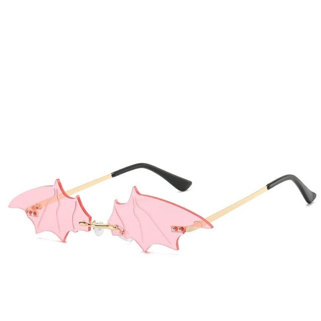 Luxury Fashion Flame Sunglasses Women Rimless Bat Sun Glasses Tears Shades Eyeglass Vintage Feather Sunglass Fire Shape Eyewears