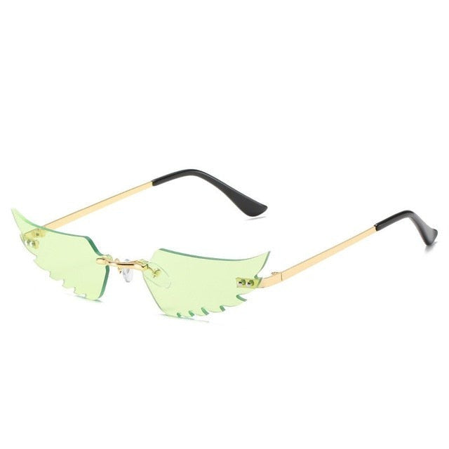Luxury Fashion Flame Sunglasses Women Rimless Bat Sun Glasses Tears Shades Eyeglass Vintage Feather Sunglass Fire Shape Eyewears
