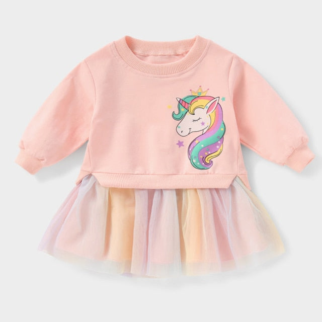 Girls Dress Spring Autumn Pocket Cartoon Stripe Dresses Clothes Cute Party Princess Dress Baby Kids Girls Clothing