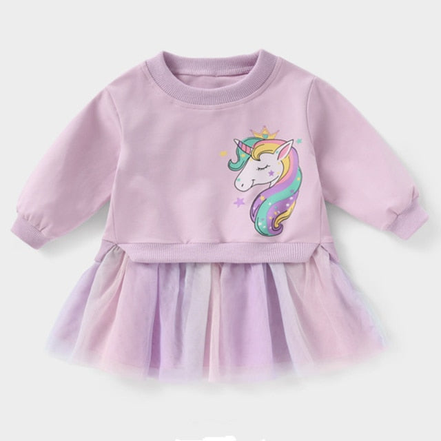 Girls Dress Spring Autumn Pocket Cartoon Stripe Dresses Clothes Cute Party Princess Dress Baby Kids Girls Clothing