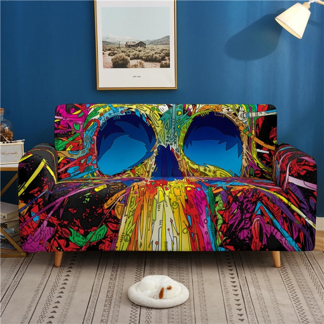 3D Hip-hop Print Elastic Sofa Cover Graffiti Stretch Couch Cover for Living Room Armchair Slipcover
