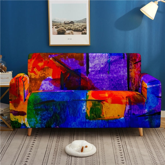 3D Hip-hop Print Elastic Sofa Cover Graffiti Stretch Couch Cover for Living Room Armchair Slipcover