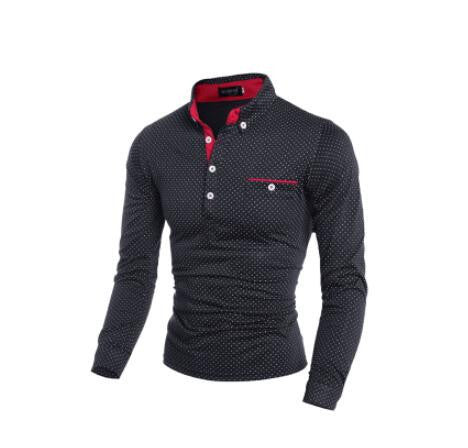 Online discount shop Australia - British Style Men Polo Shirt Homme Cotton Tops Polka Dot with Pocket Fashion Fitness Mens Long Sleeved Shirts Camisa Polo