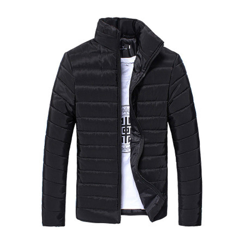 Online discount shop Australia - Men's Short Jacket Fashion Solid Color Stand Collar Down Coat Cotton Slim Warm Zipper Park Jackets for Men