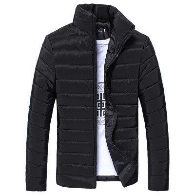 Online discount shop Australia - Men's Short Jacket Fashion Solid Color Stand Collar Down Coat Cotton Slim Warm Zipper Park Jackets for Men
