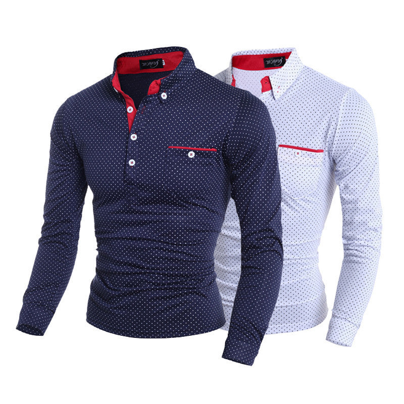 Online discount shop Australia - Black White Dot Casual Cotton T Shirt New Fashion Brand Men T Shirt Long Sleeve Men's Clothes M-XXXL