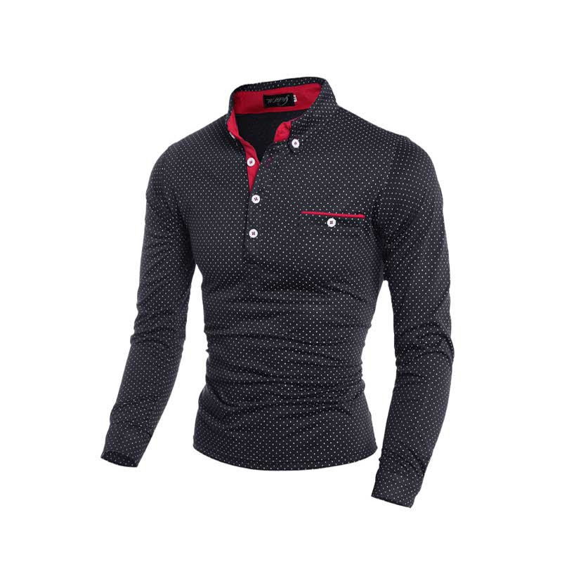 Online discount shop Australia - Black White Dot Casual Cotton T Shirt New Fashion Brand Men T Shirt Long Sleeve Men's Clothes M-XXXL