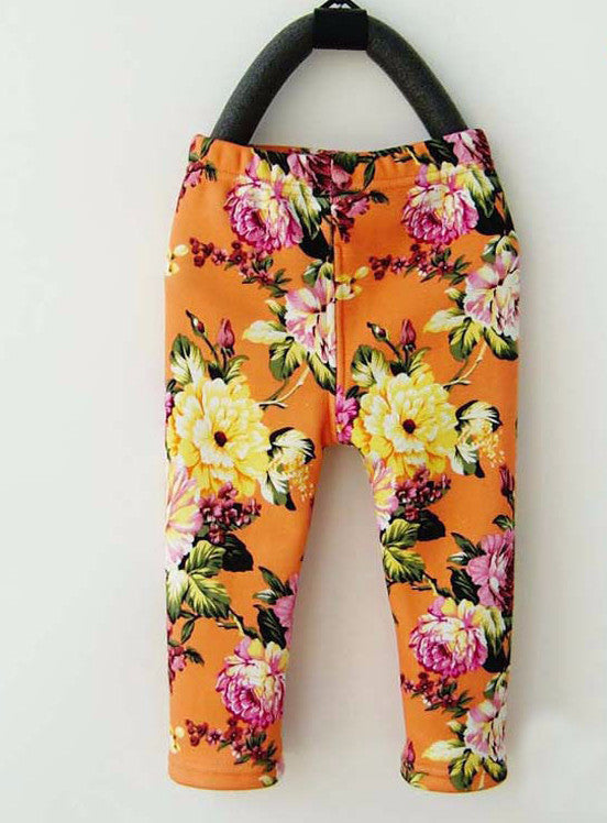 Online discount shop Australia - 0-2 Years Baby Girls Leggings Floral Print Casual Thick Pants for Kids clothing Cotton Warm Children's Trousers