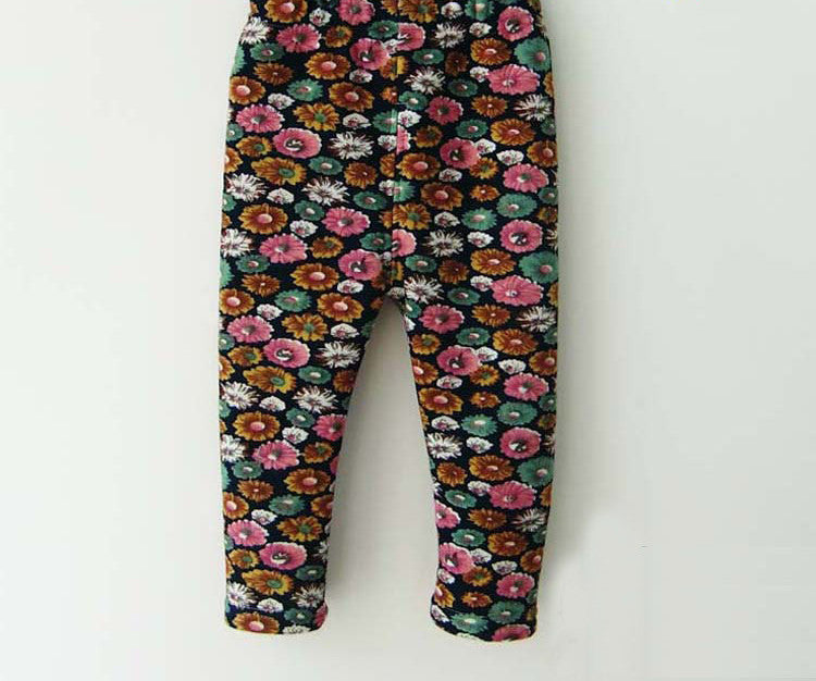 Online discount shop Australia - 0-2 Years Baby Girls Leggings Floral Print Casual Thick Pants for Kids clothing Cotton Warm Children's Trousers