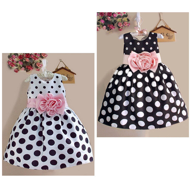 Online discount shop Australia - Girls Children's Clothes Party Casual Polka Dot Flower Gown Princess Fancy SLEEVELESS Dress Baby Kids Girls