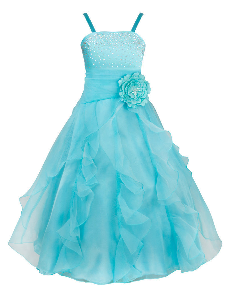 Online discount shop Australia - Kids Girls Embroidered Flower Bow Formal Party Ball Gown Prom Princess Bridesmaid Wedding Children Tutu Dress Size 2-14Y