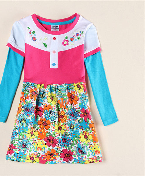 Online discount shop Australia - Girls dress two color 2-6T cartoon characters children's clothes pepa baby girl casual fashion baby frocks
