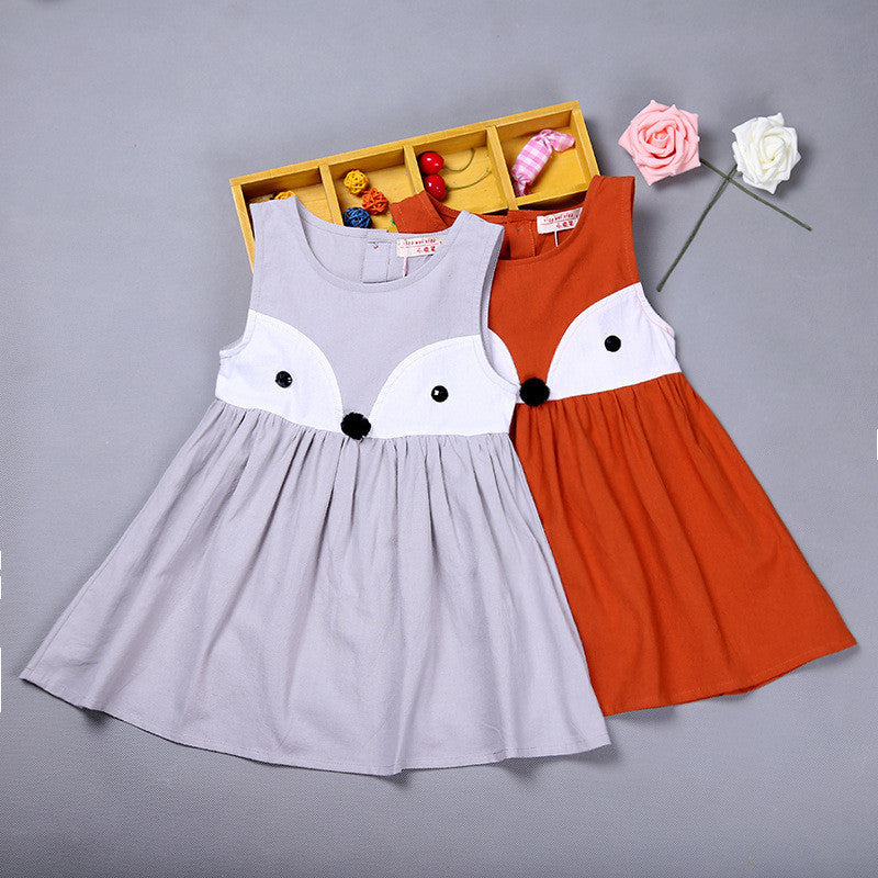 Online discount shop Australia - Cute Fox Dress Cartoon Toddler Girl Clothing Sleeveless Kids Dresses For Girls Ds037