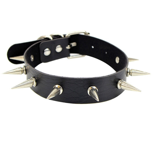 Gothic Pink spiked punk choker collar with spikes Rivets women men Studded chocker necklace goth jewelry