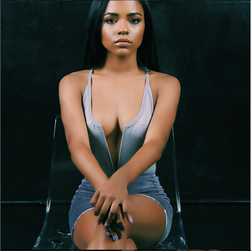 Deep V Neck Backless Kim Kardashian Style Bikini Bodysuit - CelebritystyleFashion.com.au online clothing shop australia