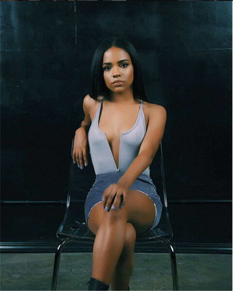 Deep V Neck Backless Kim Kardashian Style Bikini Bodysuit - CelebritystyleFashion.com.au online clothing shop australia