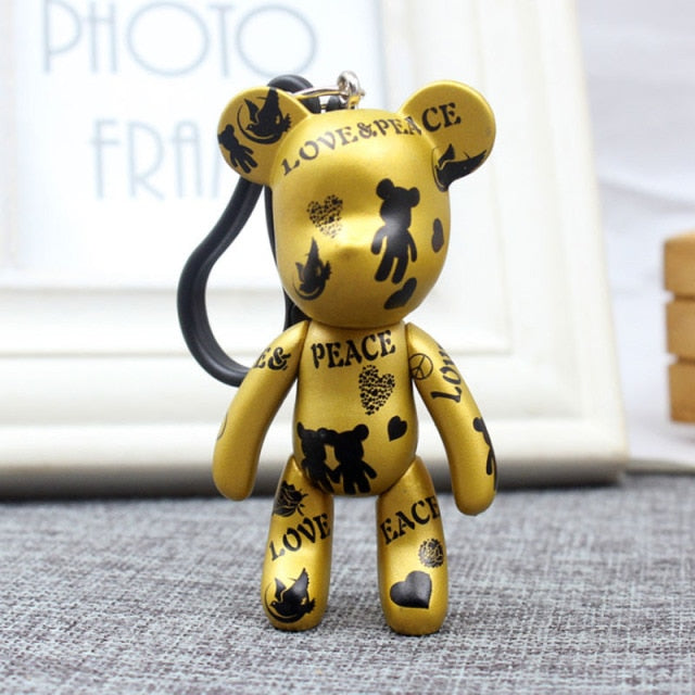 Handmade DIY Craft Rhinestone Bomgom Tassels Cartoon Popobe Gloomy Bear Keychain Cute Bag Charm Holder Cartoon Resin Key Chain