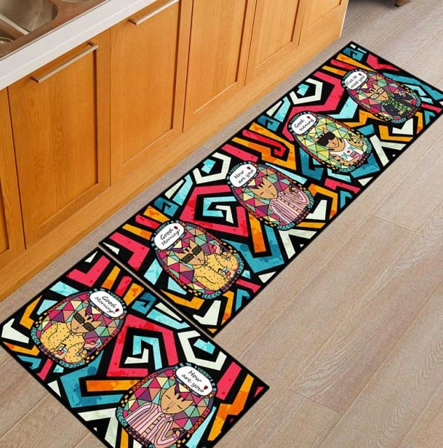 Kitchen Mat Anti-slip Modern Area Rugs Living Room Balcony Bathroom Printed Carpet Doormat Hallway Geometric Bath Mat