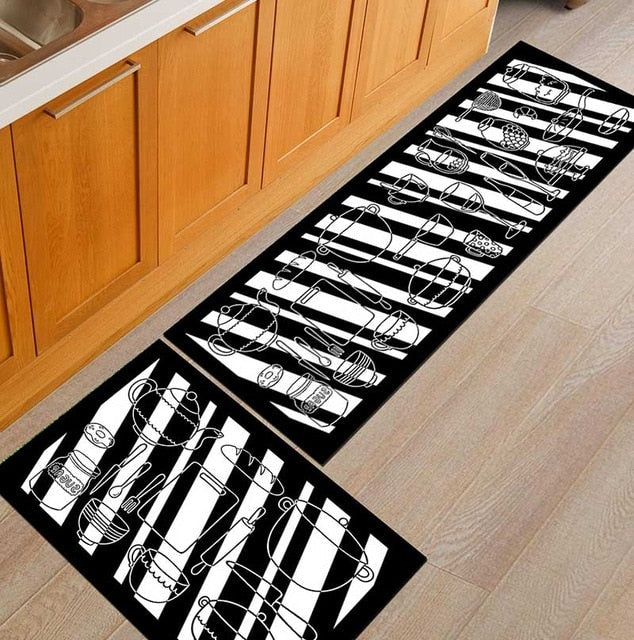 Kitchen Mat Anti-slip Modern Area Rugs Living Room Balcony Bathroom Printed Carpet Doormat Hallway Geometric Bath Mat