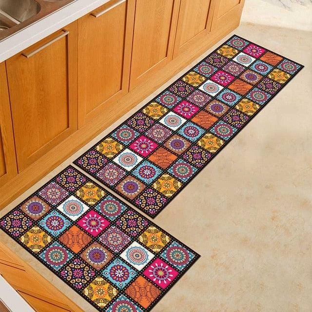 Kitchen Mat Anti-slip Modern Area Rugs Living Room Balcony Bathroom Printed Carpet Doormat Hallway Geometric Bath Mat