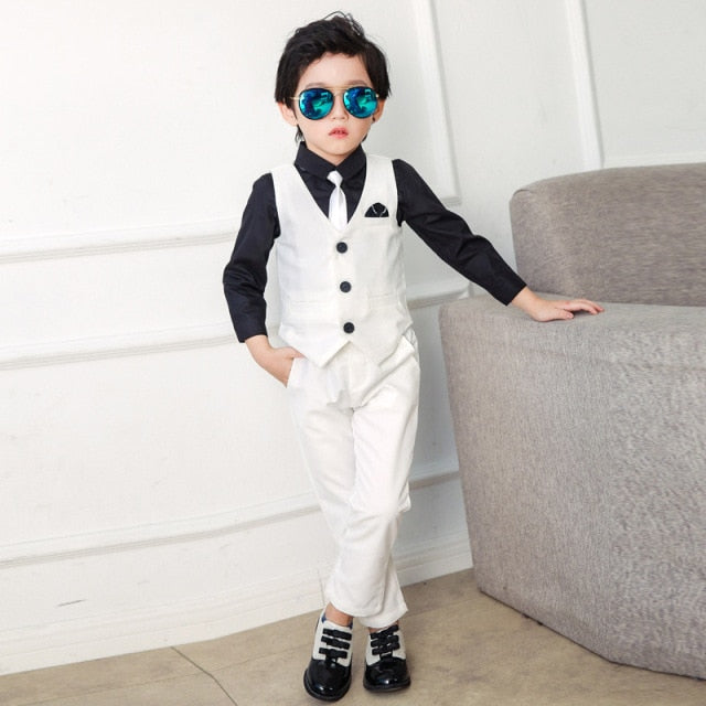 Formal Boys Suit Set Children Party Host Wedding Costume Little Kids Blazer Vest Pants Clothing Sets