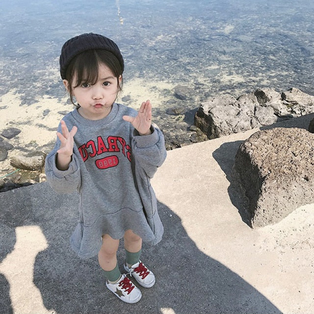 Girls Dress Spring Autumn Pocket Cartoon Stripe Dresses Clothes Cute Party Princess Dress Baby Kids Girls Clothing