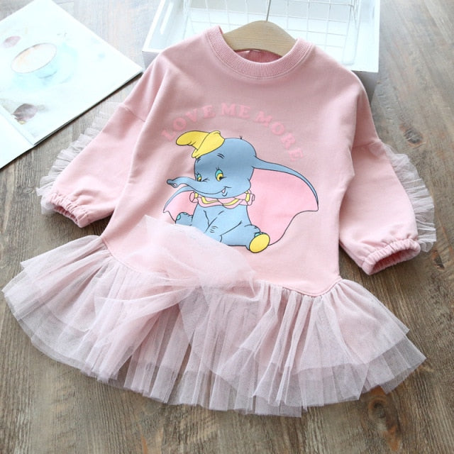 Girls Dress Spring Autumn Pocket Cartoon Stripe Dresses Clothes Cute Party Princess Dress Baby Kids Girls Clothing