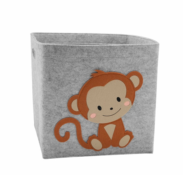 Creative Cartoon Animal Storage Box Felt Fabric Cube Nursery Shelf Home Closet Folding Storage Basket For Kids Toys Organizer