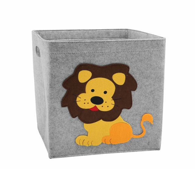 Creative Cartoon Animal Storage Box Felt Fabric Cube Nursery Shelf Home Closet Folding Storage Basket For Kids Toys Organizer