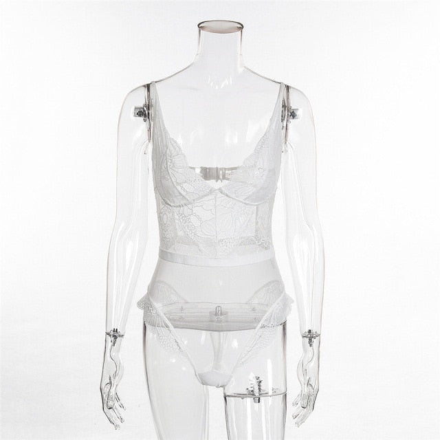 Mesh Sheer Lace Bodysuit Sexy V-Neck Jumpsuits Teddies Catsuits Fashion Body Party Clubwear