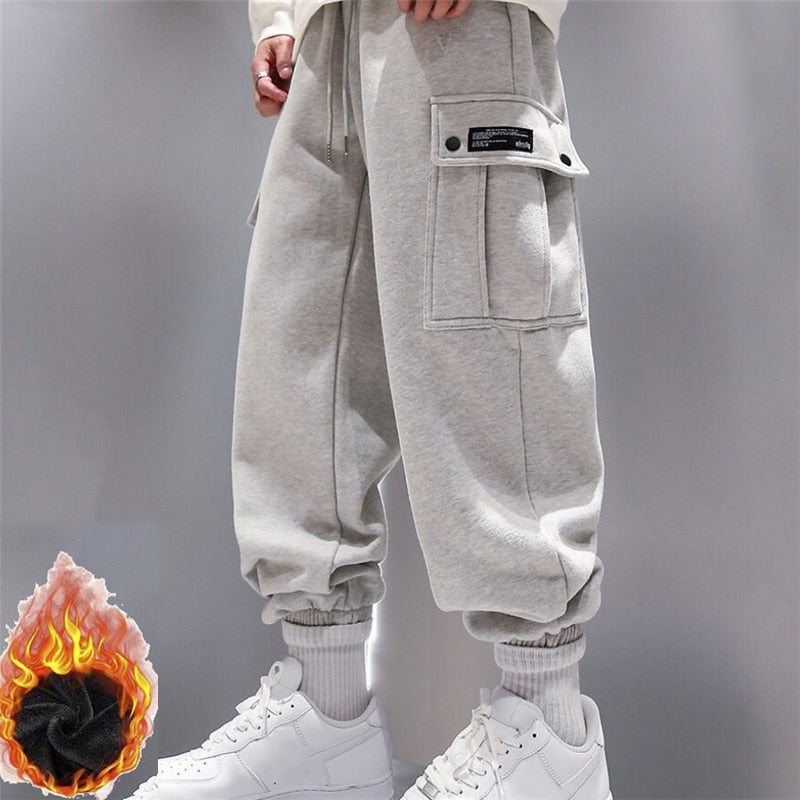 Men Sweatpants Plus Size Winter Loose Trouser Outdoor Male Pocket Warm Comfort Jogging Sport Pants Pantalones
