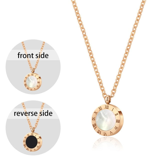 Crystal Choker Fashion Roman Digital Stainless Steel Gold Silver Color Pendant Necklaces for Women Jewelry