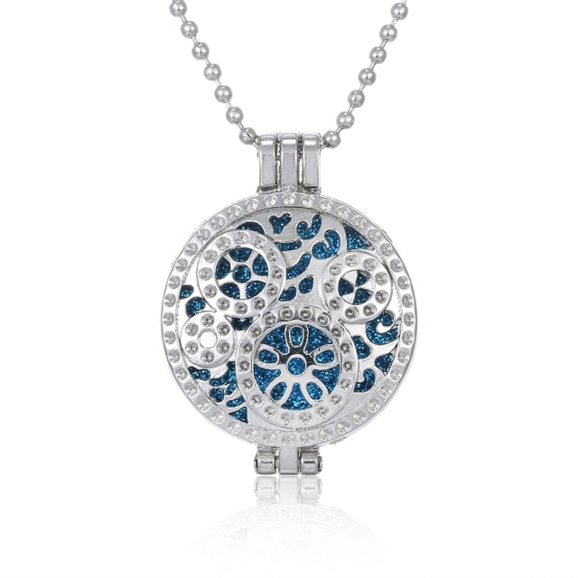 Aromatherapy Diffuser Necklace Vintage Flower Butterfly Open Locket Aroma Pendant Perfume Essential Oil Diffuser Necklace
