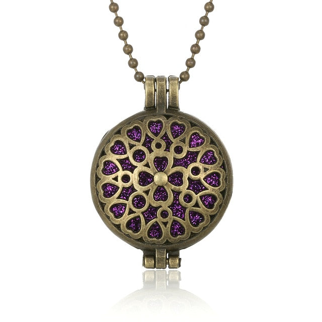Aromatherapy Diffuser Necklace Vintage Flower Butterfly Open Locket Aroma Pendant Perfume Essential Oil Diffuser Necklace