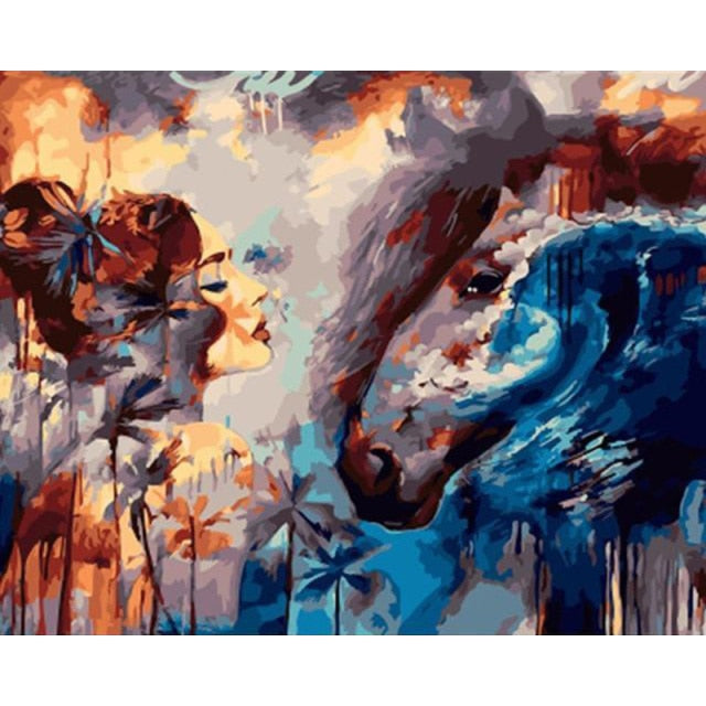 Animals DIY Painting By Numbers Hand Painted Oil Painting Canvas Colouring Unique Gift Home Decor