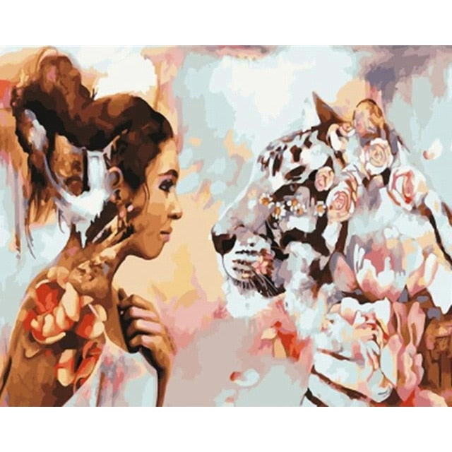 Animals DIY Painting By Numbers Hand Painted Oil Painting Canvas Colouring Unique Gift Home Decor