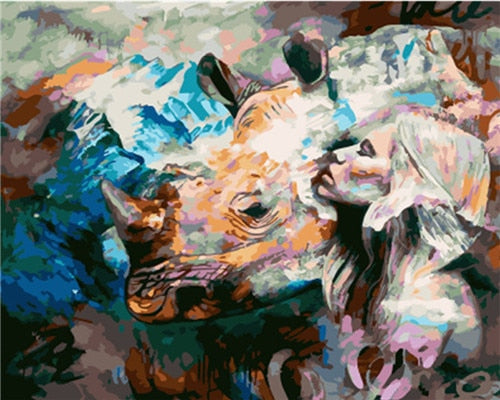 Animals DIY Painting By Numbers Hand Painted Oil Painting Canvas Colouring Unique Gift Home Decor