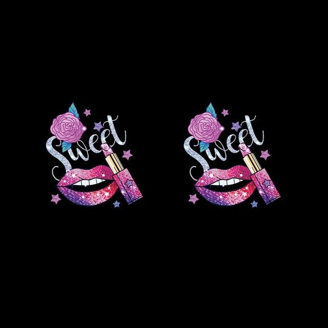 Leopard Print Lips Patches For Clothes Heat Transfer Thermal Stickers DIY Washable T-Shirts Iron On Transfer  Girls Lips Patches