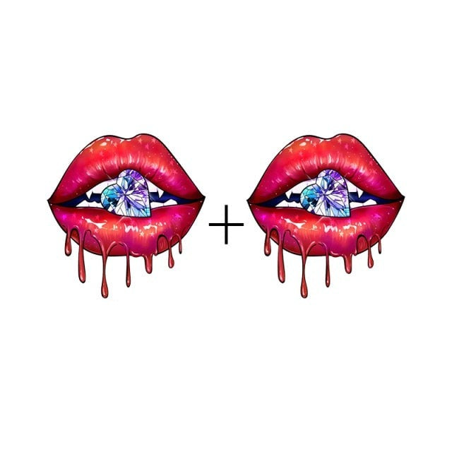 Leopard Print Lips Patches For Clothes Heat Transfer Thermal Stickers DIY Washable T-Shirts Iron On Transfer  Girls Lips Patches